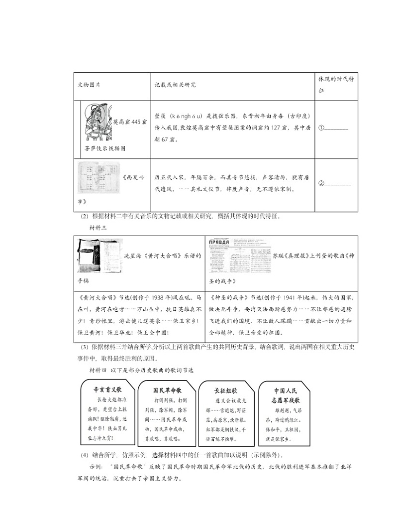 2020～2024北京初三一模历史试题分类汇编：教育文化事业的发展03