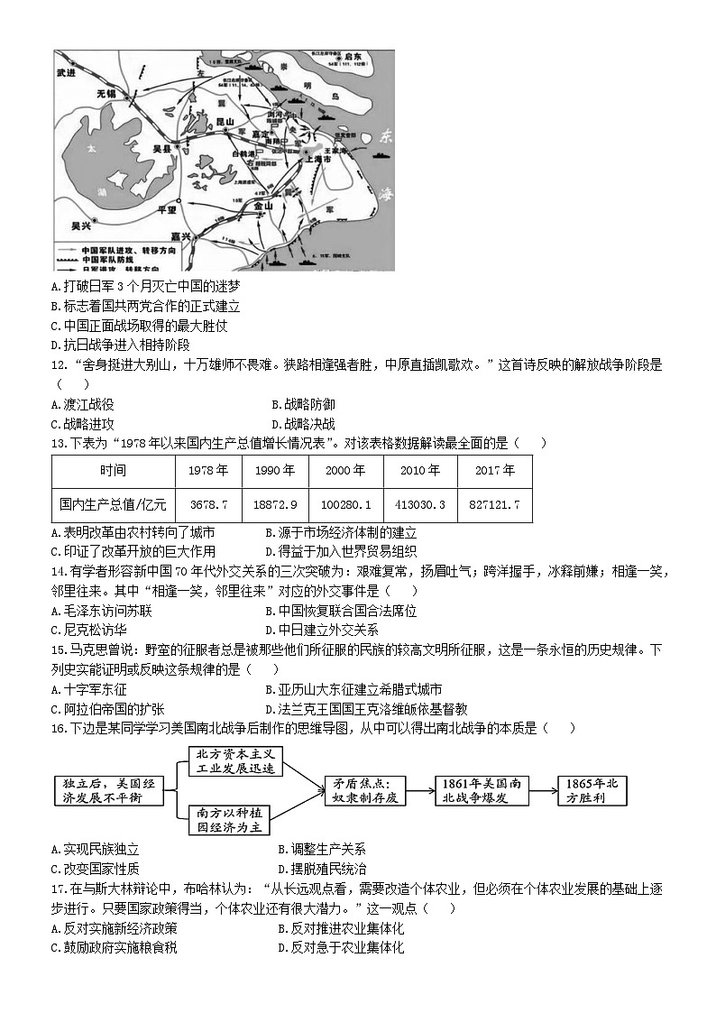 2024年山东省菏泽市曹县中考二模历史试题第3页