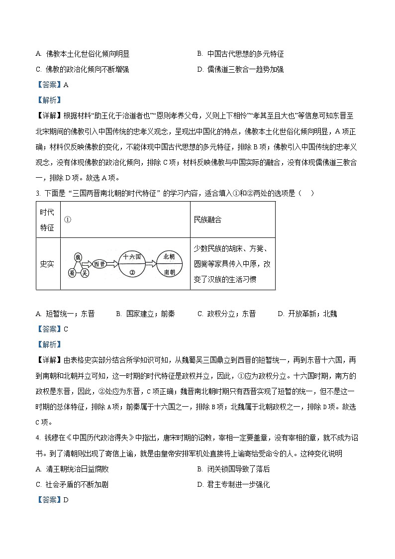 2024年广东省深圳市龙岗区宏扬学校中考模拟预测历史试题（解析版）第2页