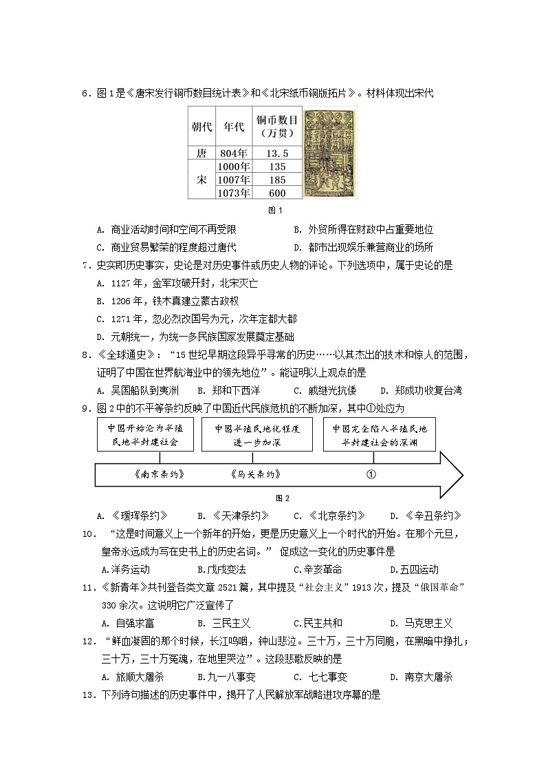 2024年山东省济南市历下区中考三模历史试题02