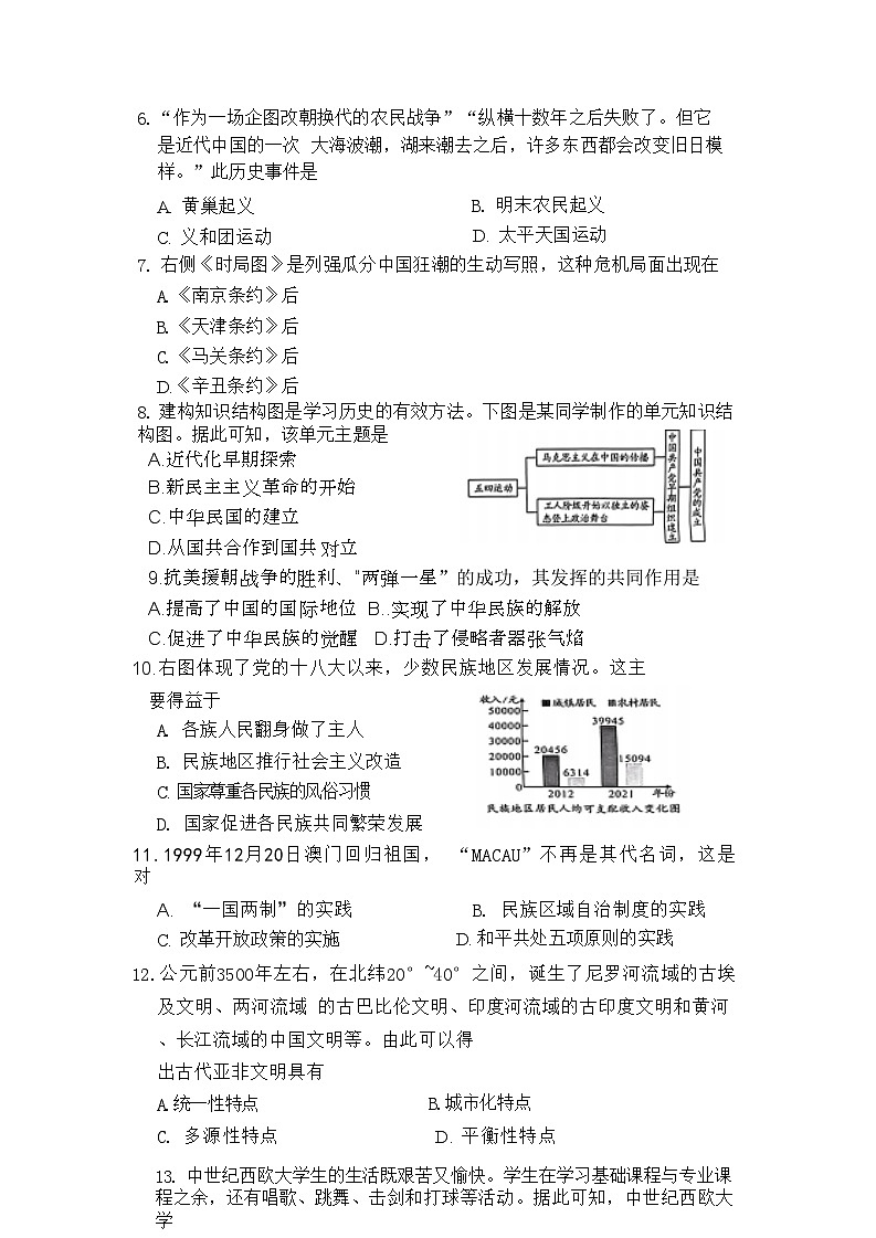05，2024年新疆乌鲁木齐部分学校中考三模历史试题02