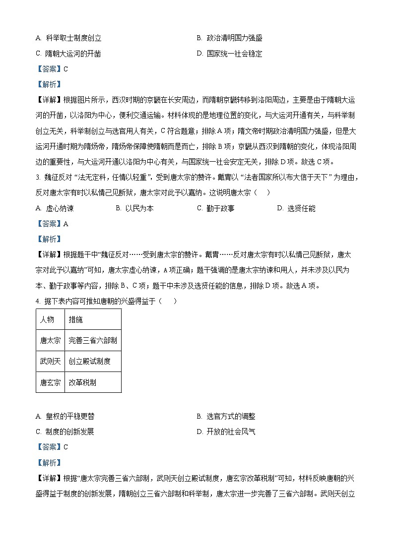 广东省佛山市2023-2024学年部编版七年级历史下学期期中测验试题（解析版）第2页