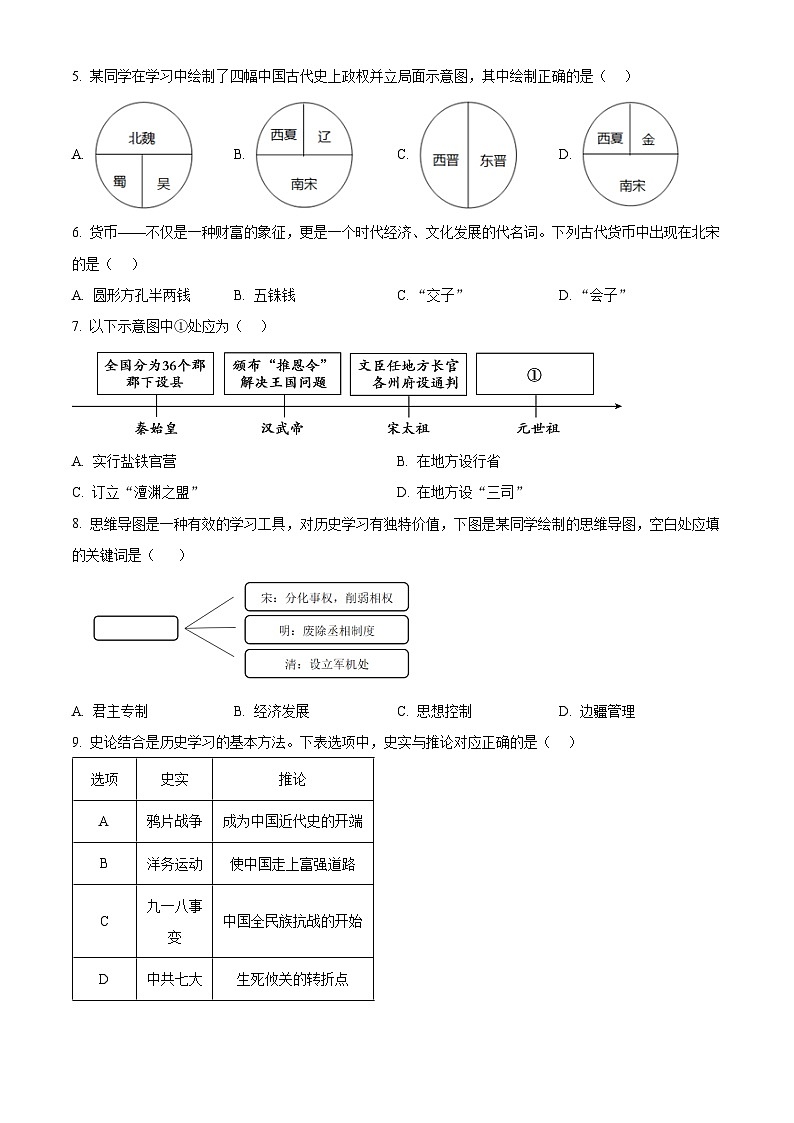 辽宁省本溪市2024年中考二模考试道德与法治历史试题-初中历史（原卷版）第2页