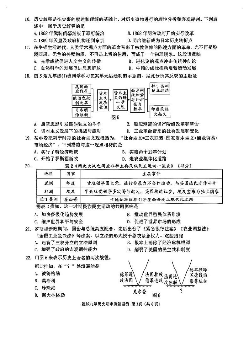 福建省泉州鲤城区2023-2024学年九年级上学期期末历史试卷03