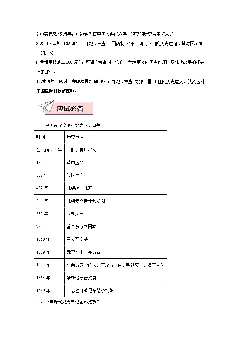 2024年中考历史考前终极冲刺攻略 06中国史周年事件第2页
