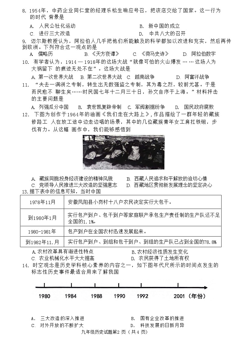 2024年江苏省连云港市中考二模历史试卷第2页