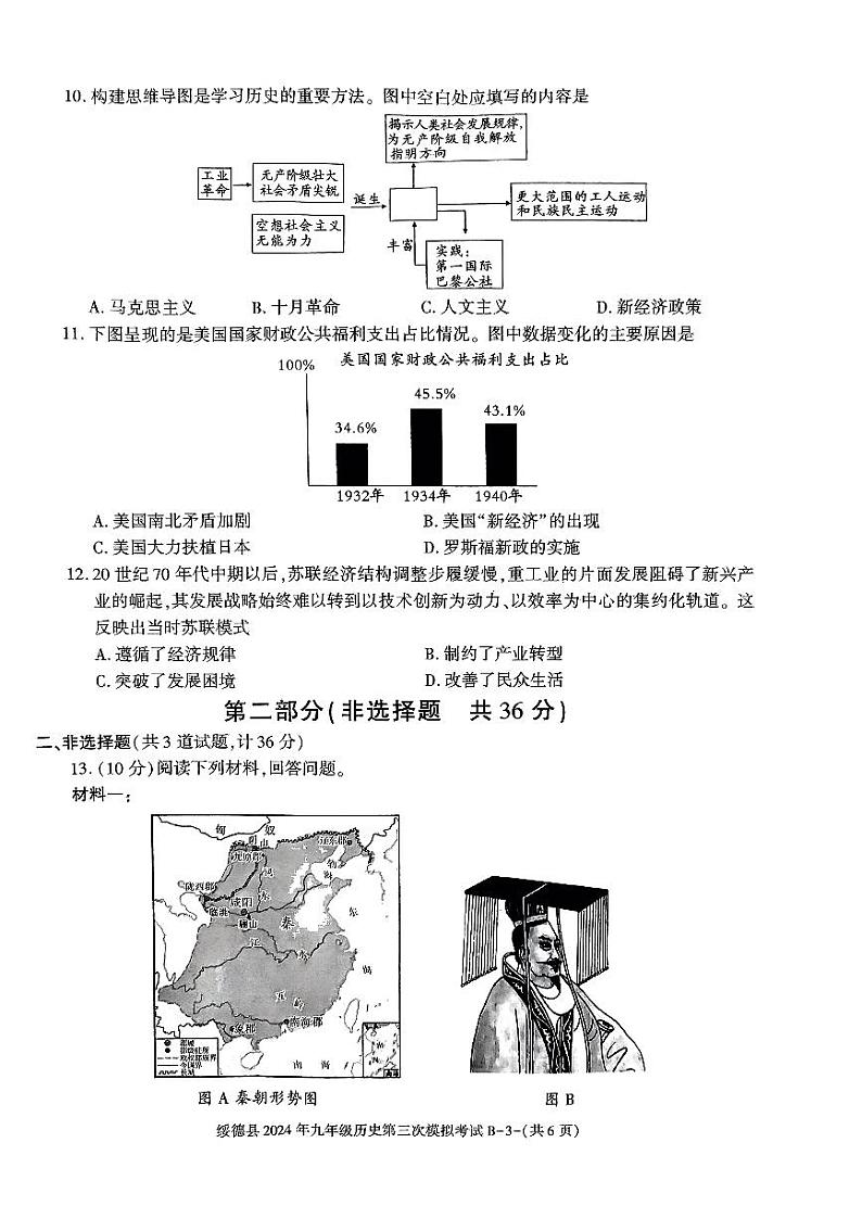 陕西省榆林市绥德县2024年九年级下学期第三次模拟考试历史试卷第3页
