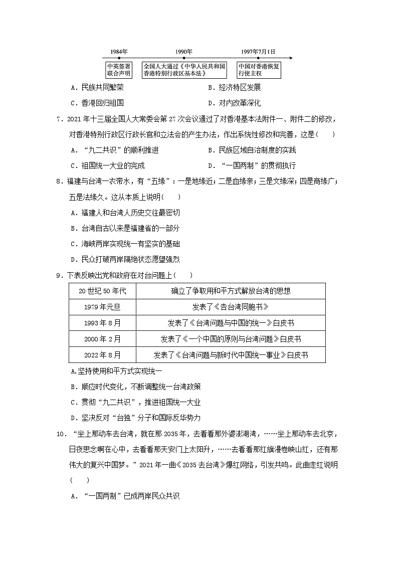 福建省2024八年级历史下册第四至六单元学情评估试卷（附答案人教版）第2页