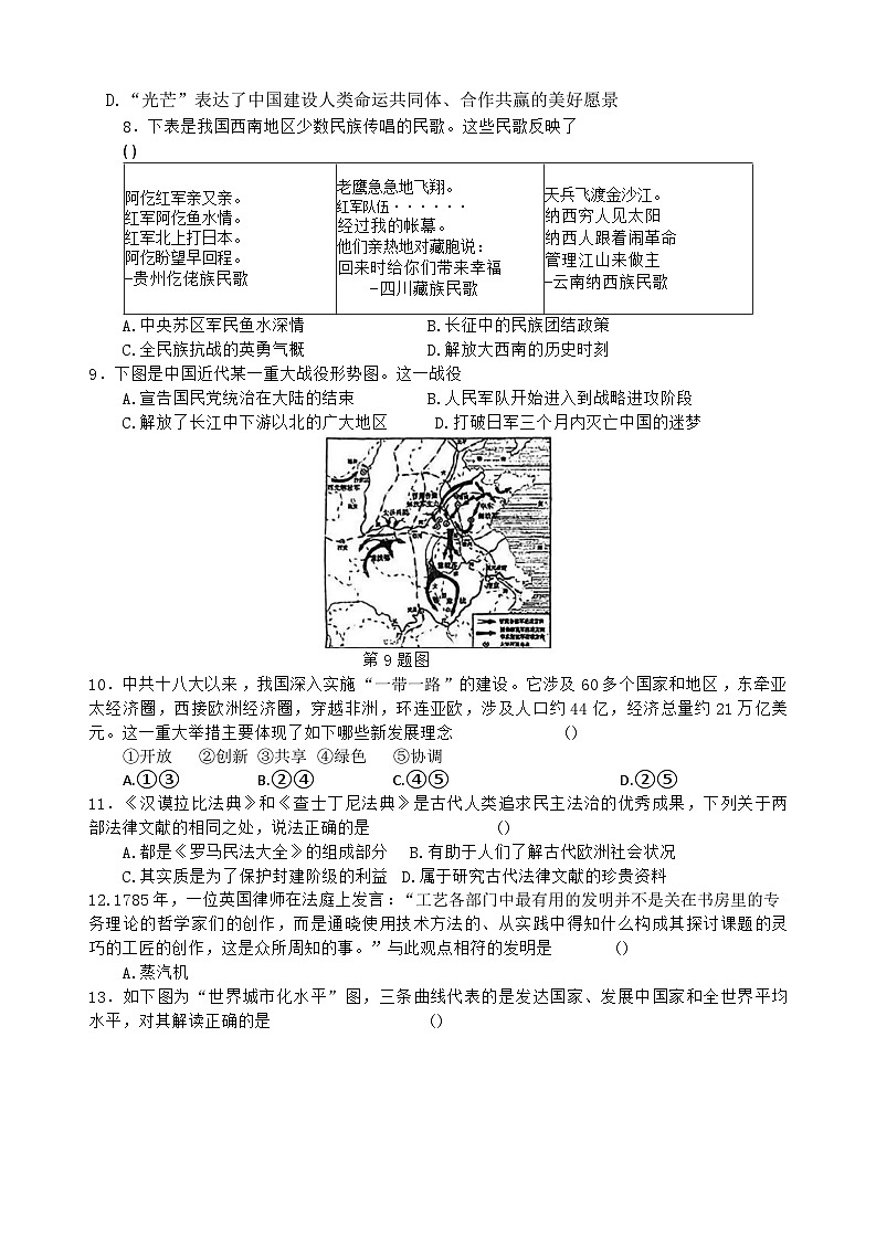 安徽省六安市金安区皋城中学2023_2024学年九年级下学期5月份二模历史卷02