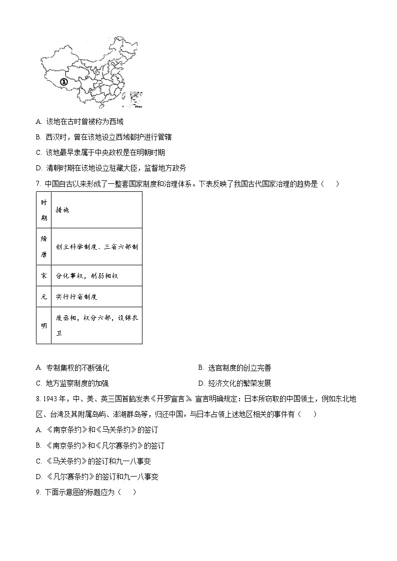 2024年山东省德州市德城区中考二模历史试题（原卷版+解析版）02