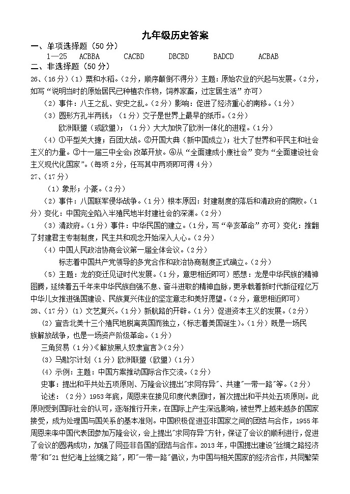 2024年山东省德州市天衢新区中考二模历史试题01