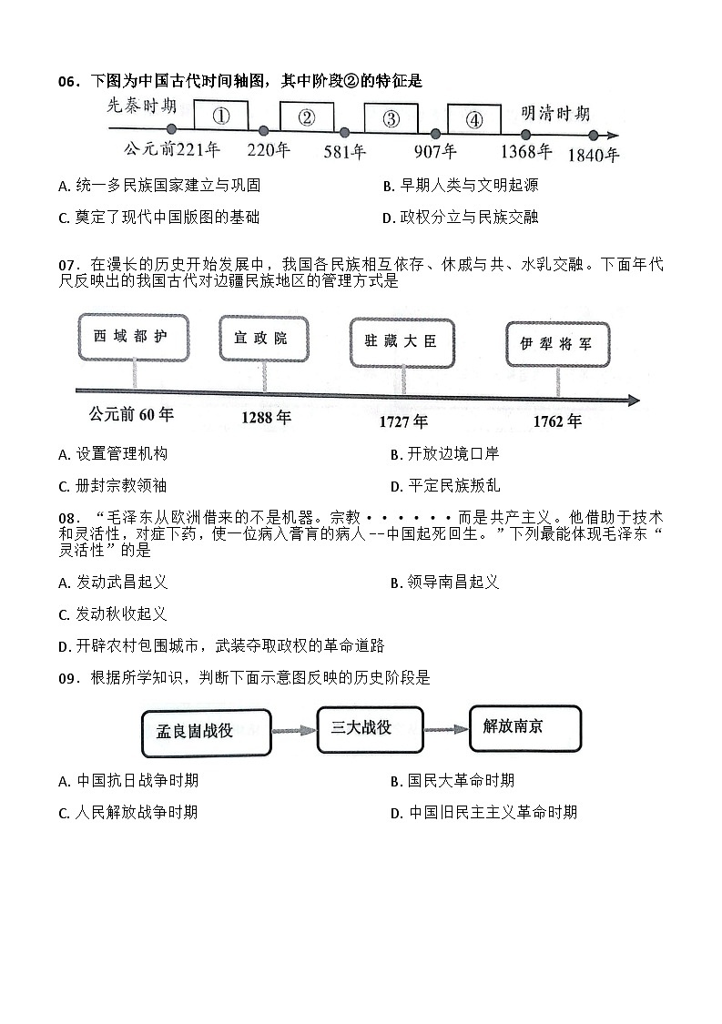 2024年辽宁省鞍山市中考二模历史试题02