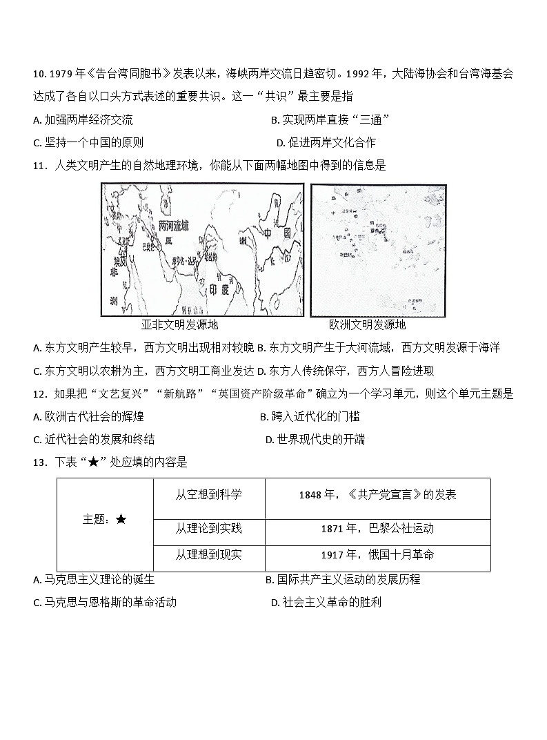 2024年辽宁省鞍山市中考二模历史试题03