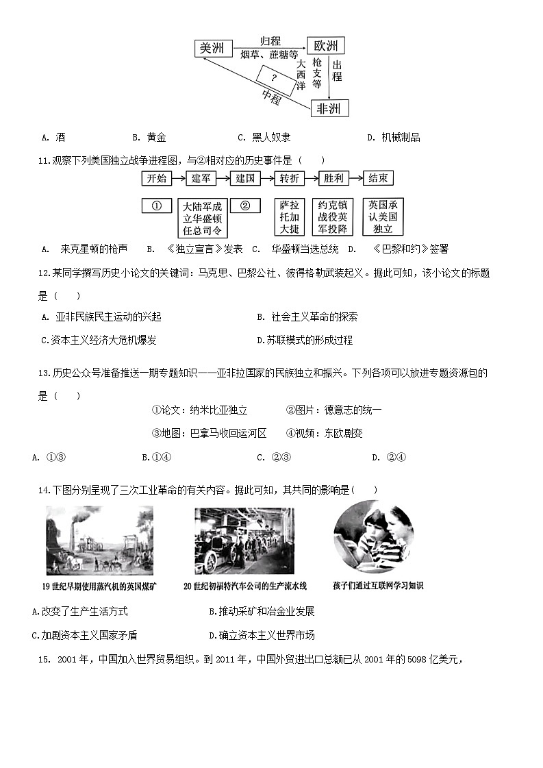 2024年辽宁省盘锦市兴隆台区中考三模历史试题(02)第3页