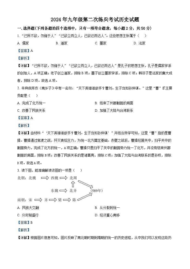 10，2024年山东省德州市天衢新区中考二模历史试题01