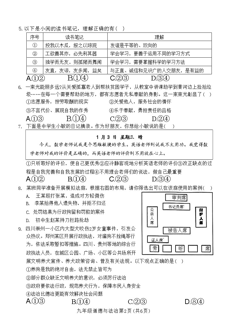 2024年山东省菏泽市单县九年级中考一模道德与法治历史试题02