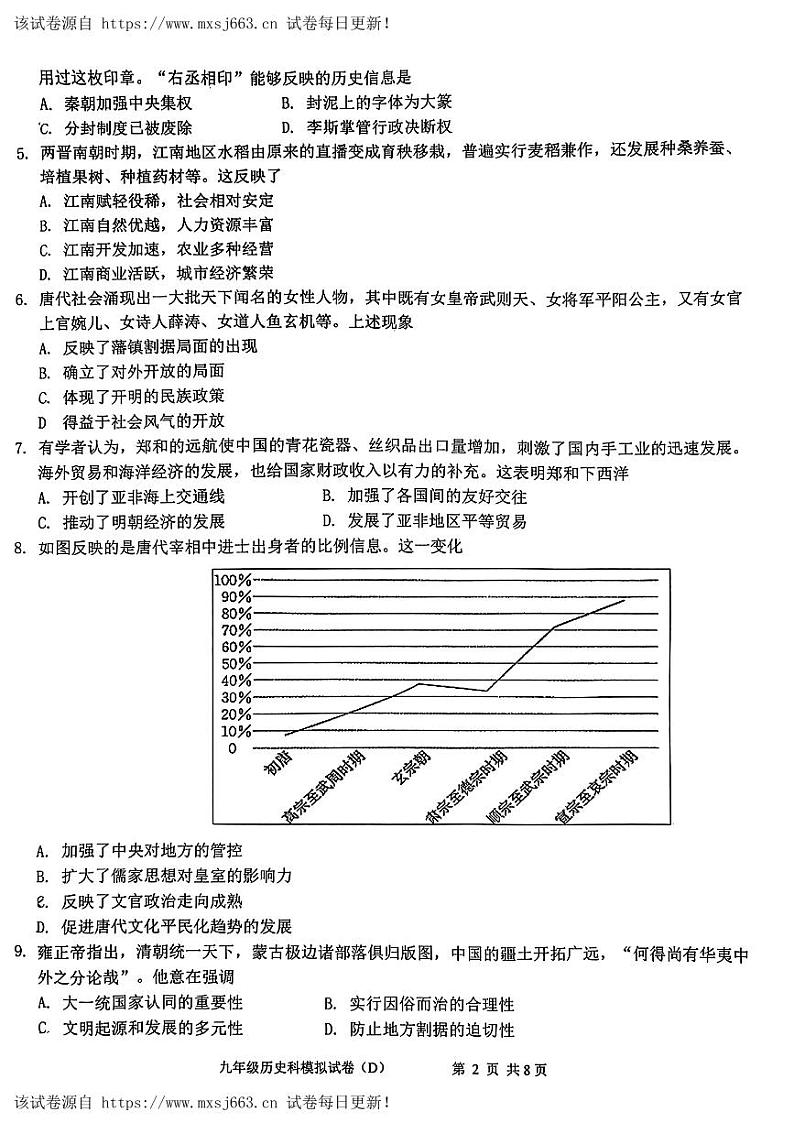 35，2024年广东省汕头市潮阳区西胪镇中考二模历史试题第2页