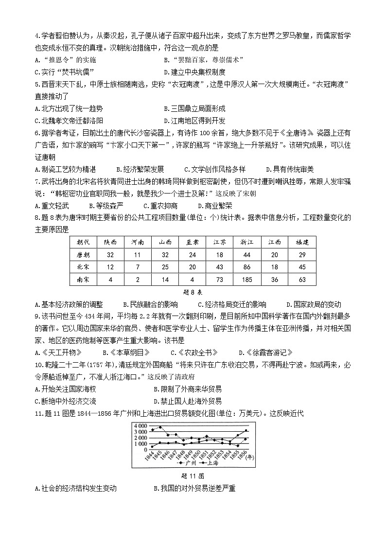06，2024年广东省惠州市惠城区中考二模历史试题02