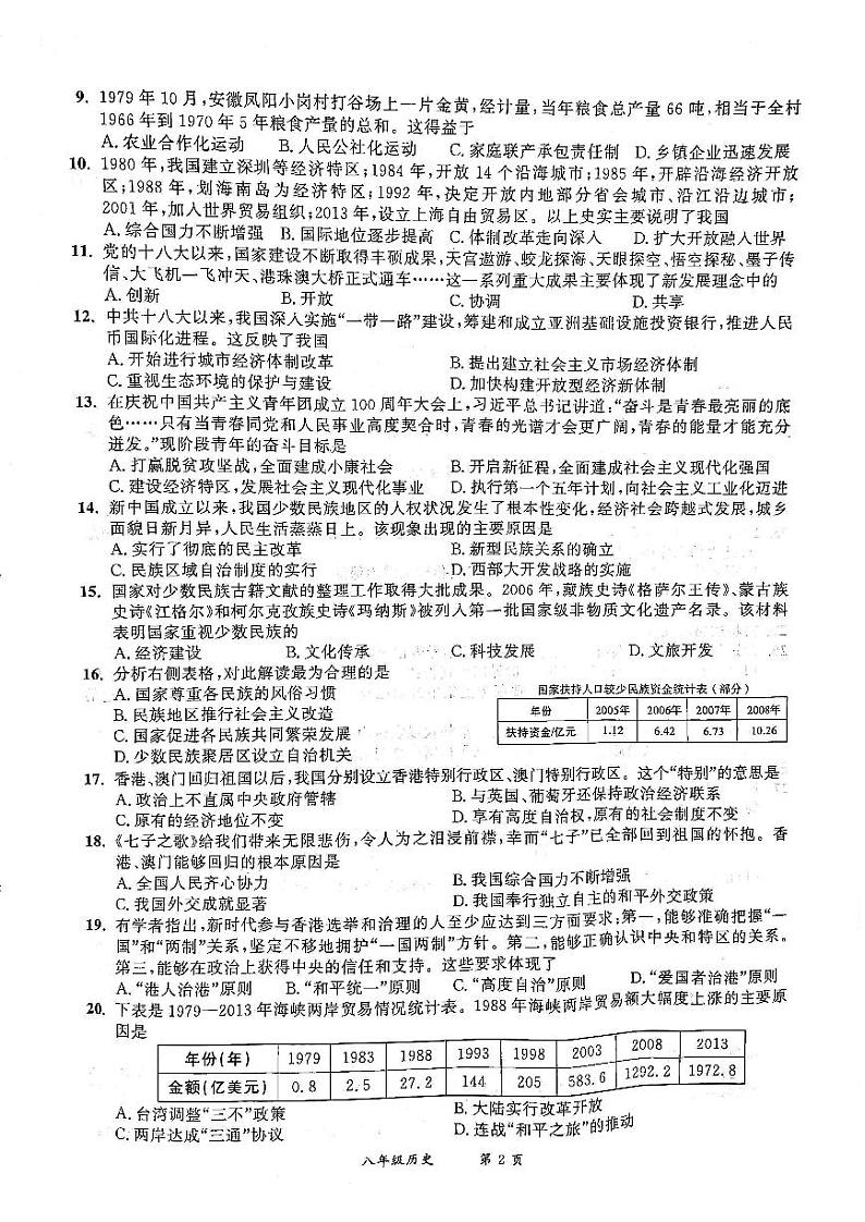 安徽省宿州市泗县2023-2024学年八年级下学期6月月考历史试题第2页