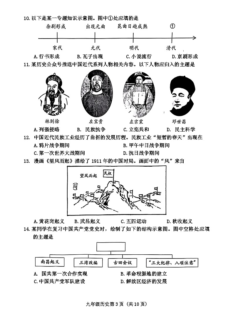 2024年北京市房山区中考二模历史试卷03