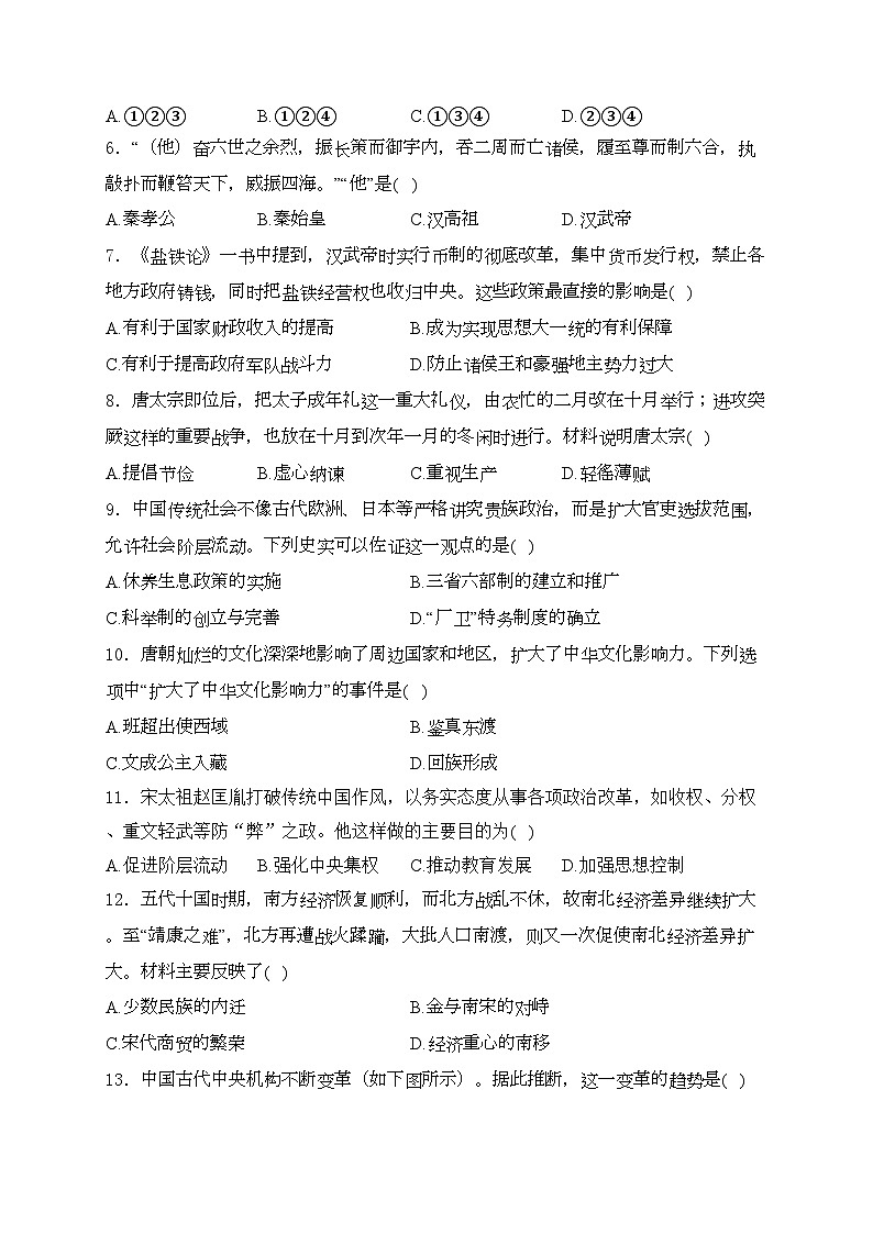 山东省青岛市胶州市2024届九年级下学期中考一模历史试卷(含答案)第2页
