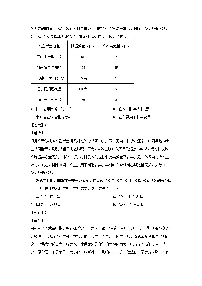 历史：2024年河南省周口市扶沟县九年级二模试题（解析版）第2页
