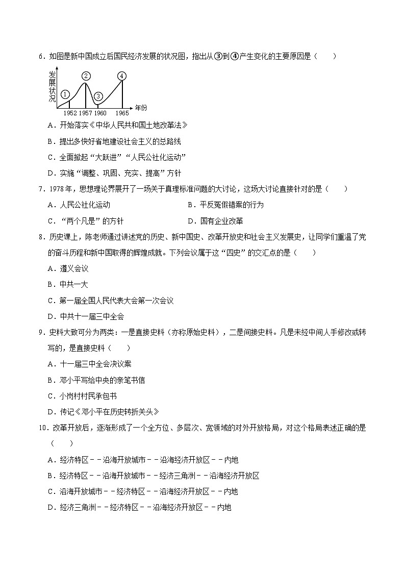 辽宁省阜新市细河区2023-2024学年八年级下学期期中历史试卷02