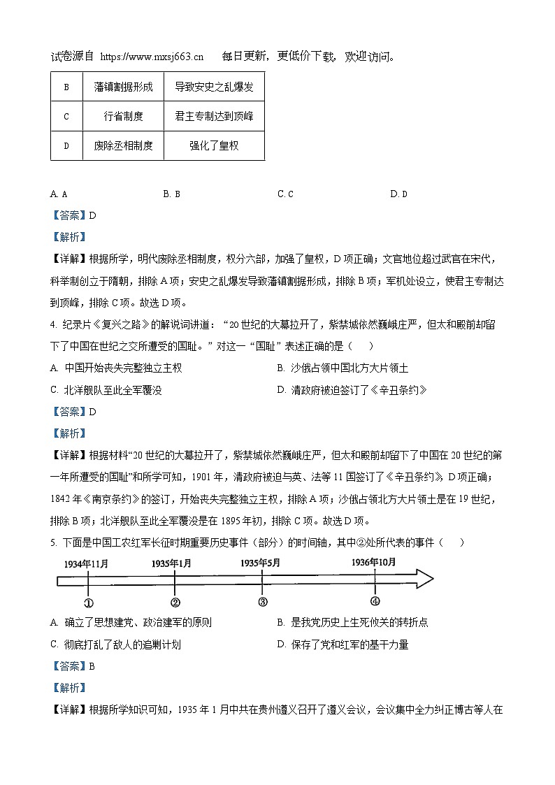 2024年陕西省西安市九年级学业水平考试历史试题第2页