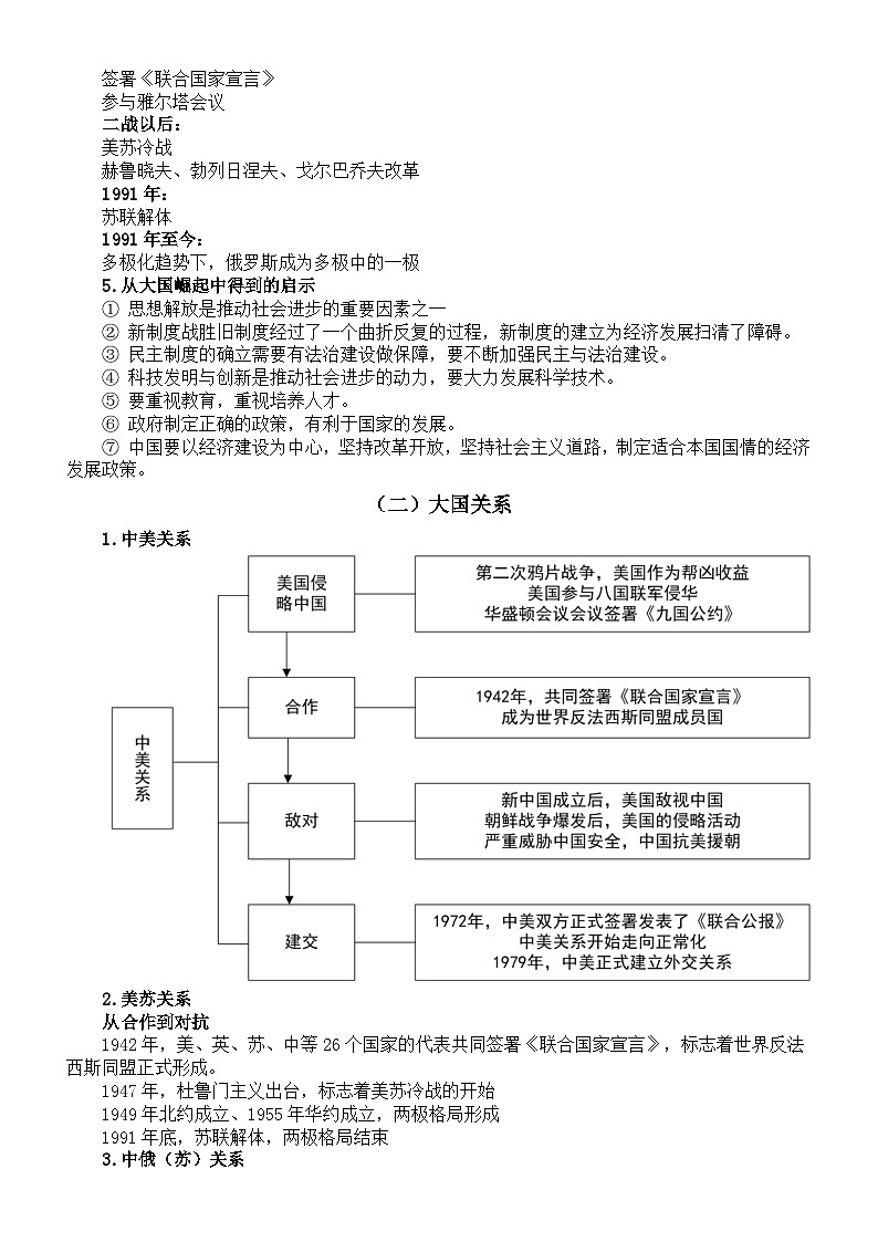 初中历史2024届中考大国史与大国关系专题复习（讲解+练习）第3页