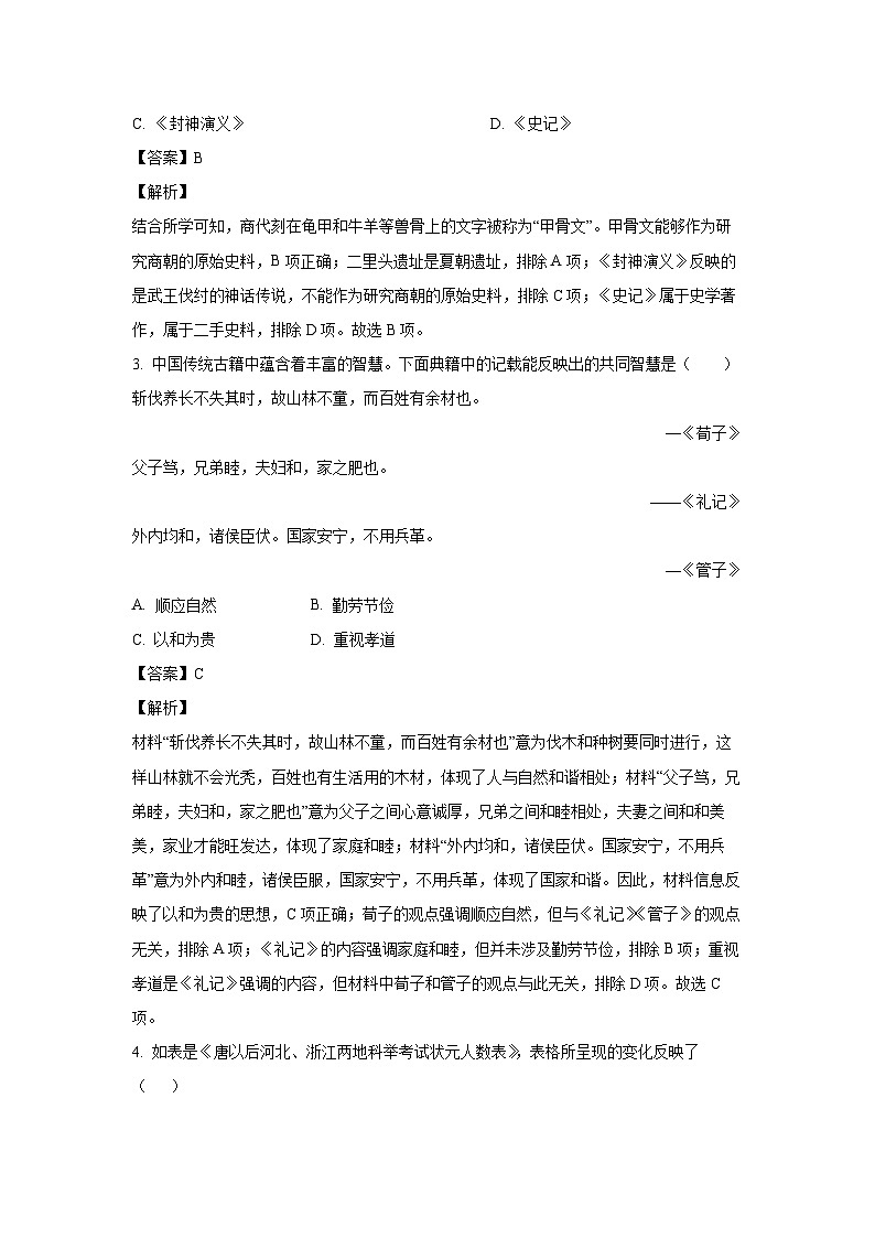 历史：山东省日照市岚山区2023-2024学年部编版中考二模试题（解析版）02
