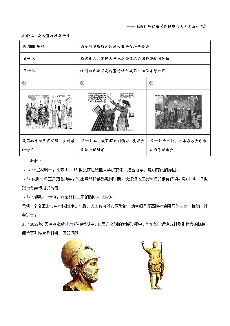 集训10 世界史材料题40题（原卷版）第2页