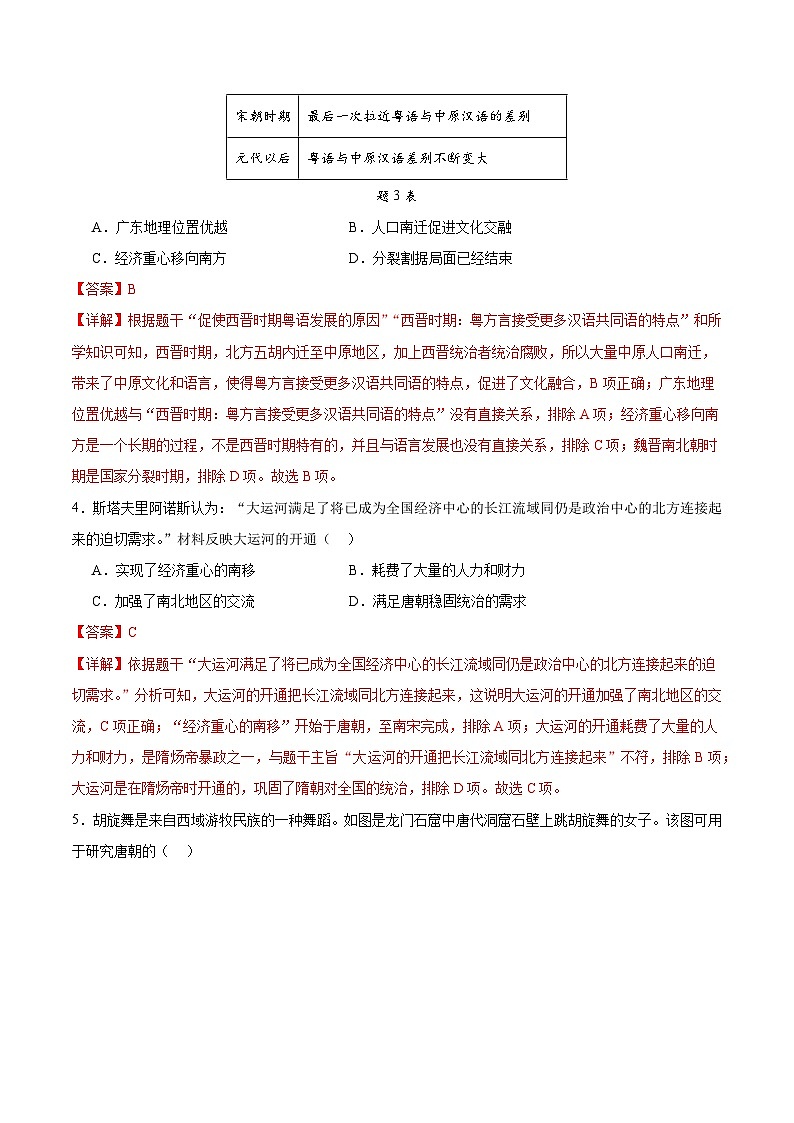 2024年中考历史第三次模拟考试（广东广州卷）03