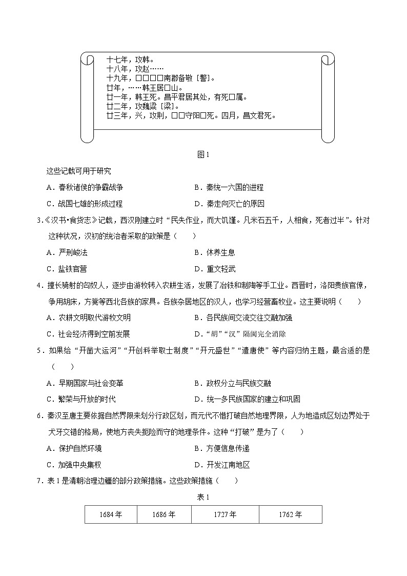 历史（山东济南卷）（考试版A4）第2页