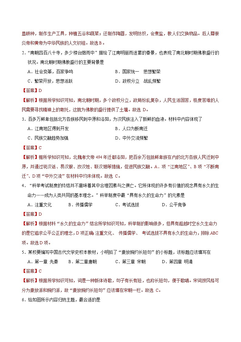 2024年中考历史第二次模拟考试（江西卷）02