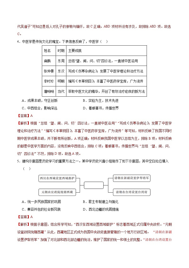 历史（重庆卷）（全解全析）第3页