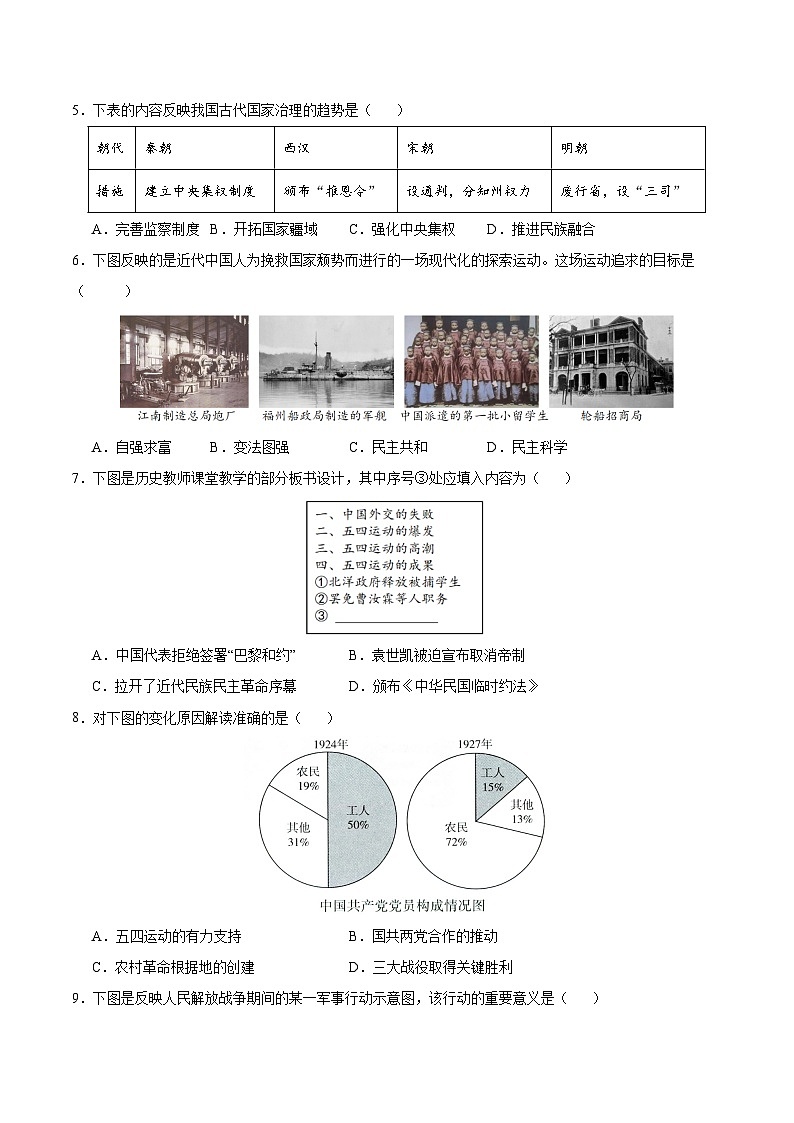 2024年中考考前历史押题密卷（南京卷）02