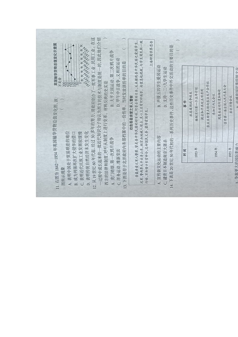 2024年河北省邯郸市广平县九年级中考模拟预测道德与法治•历史试题03