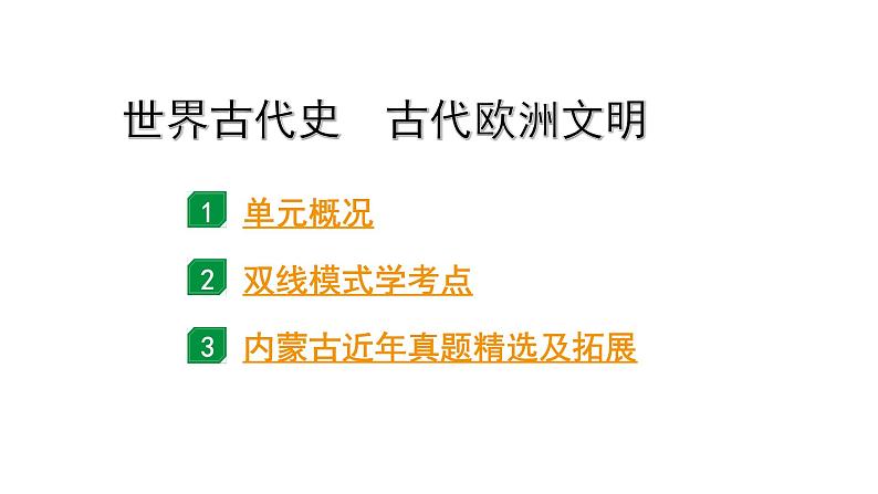 2024内蒙古中考历史二轮中考题型研究 世界古代史 古代欧洲文明（课件）01