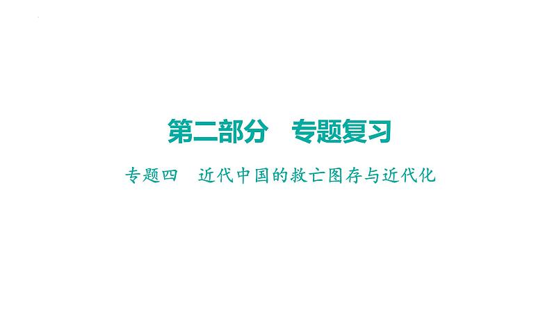 2024年广东省中考历史二轮复习 ： 专题四 近代中国的救亡图存与近代化 课件01