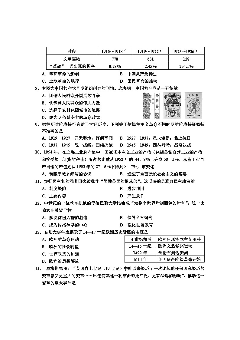 2024年湖南省岳阳市中考三模历史试题02