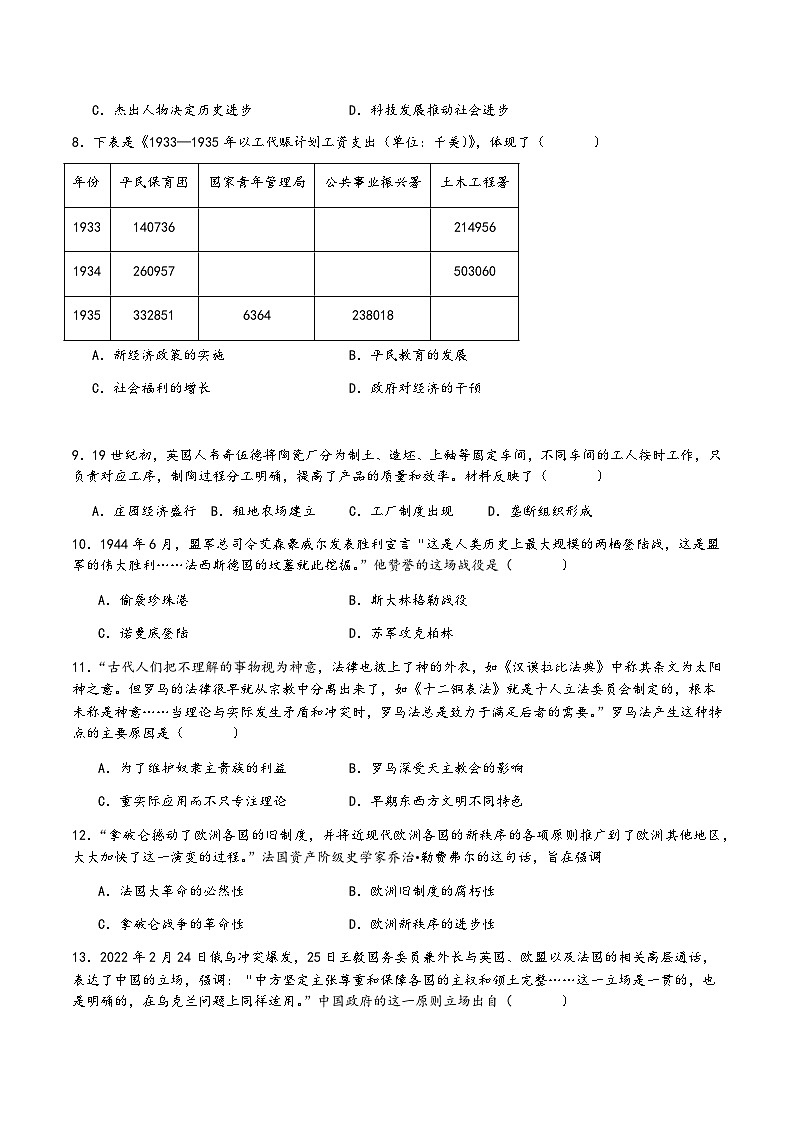 2024年江苏省连云港市外国语学校中考三模历史试题02
