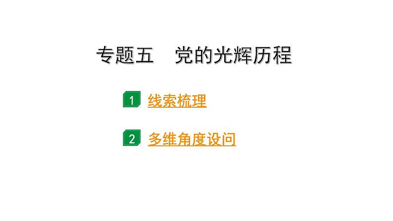 2024贵州中考历史二轮中考题型研究 专题五  党的光辉历程（课件）01