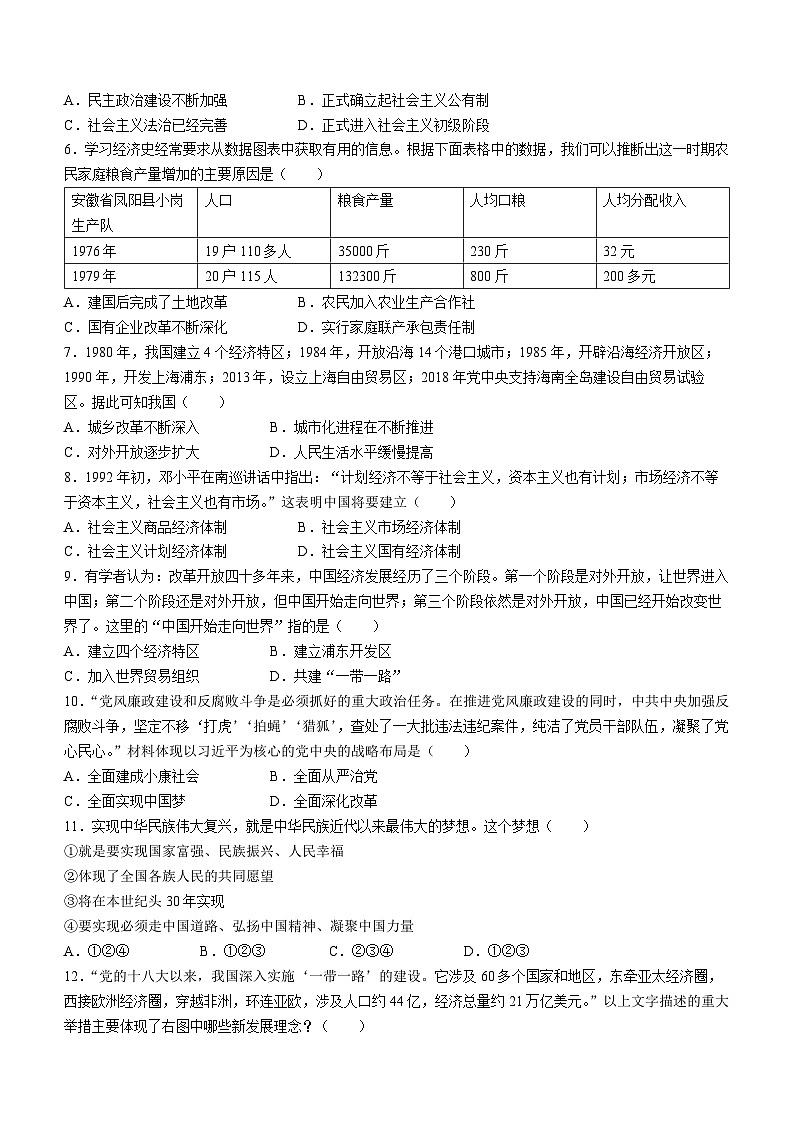 湖南省洪江市2023-2024学年八年级下学期期末历史试题(无答案)第2页