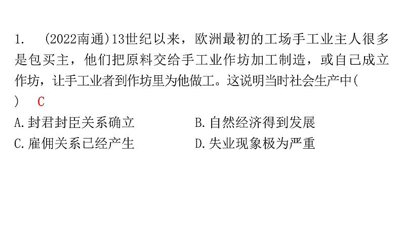 2024年中考历史二轮复习世界近代史第一单元资本主义时代的到来课件第5页