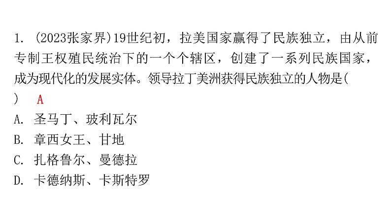 2024年中考历史二轮复习世界近代史第三单元殖民地人民的反抗与资本主义制度的扩展课件第5页