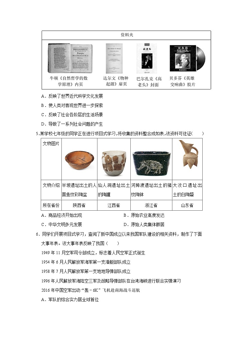 2024年中考历史百题精选之创新试题(解析版)第2页