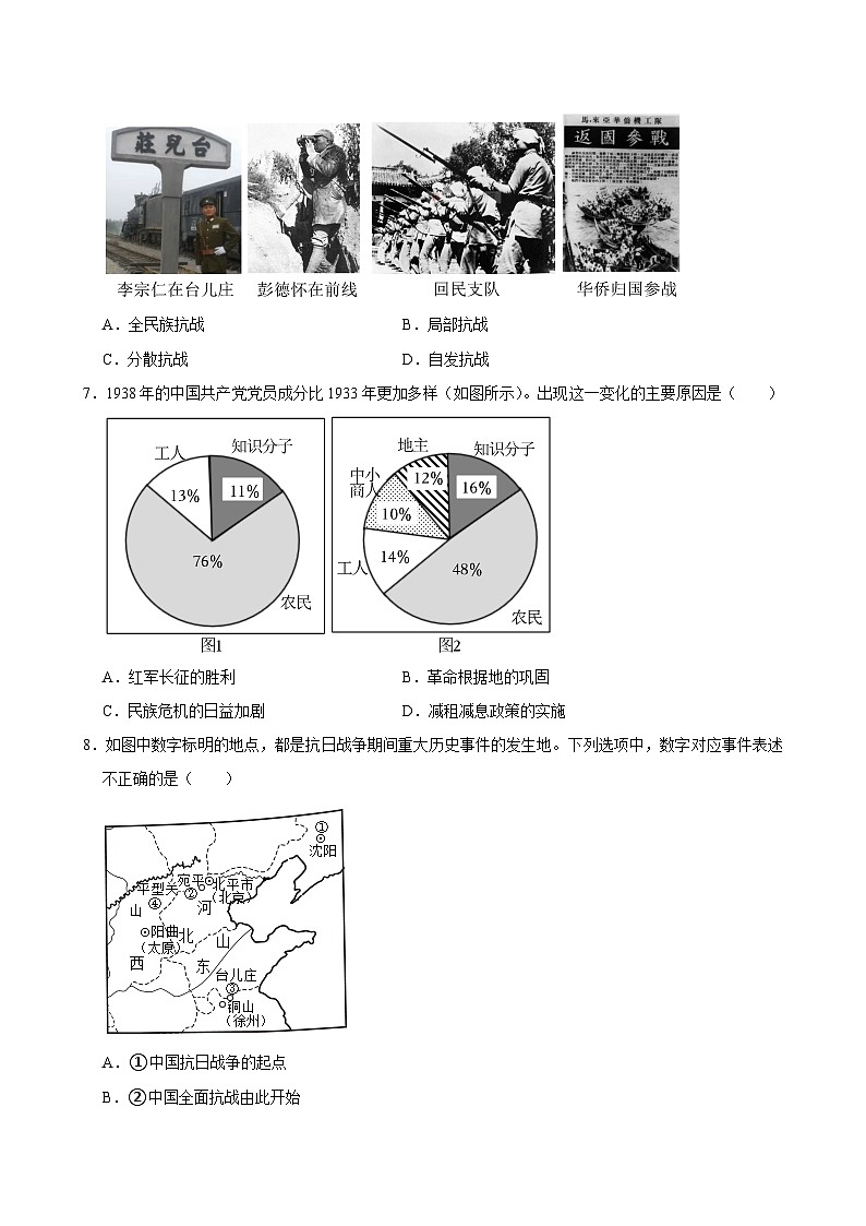 2024年初中历史图册专题训练之抗日战争（含解析）第3页