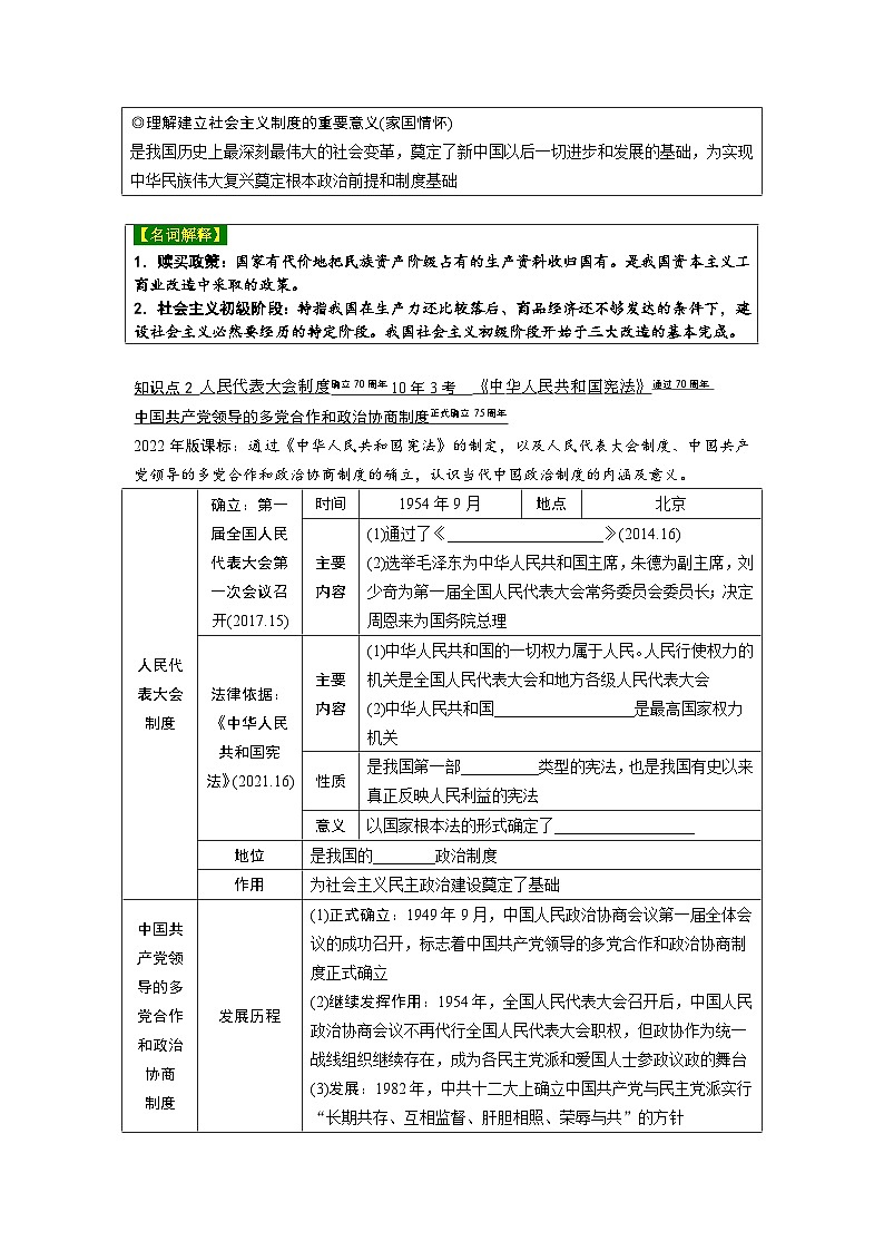 2024年广东省中考 历史总复习 专题训练学案17　社会主义制度的建立与社会主义建设的探索（含答案）03