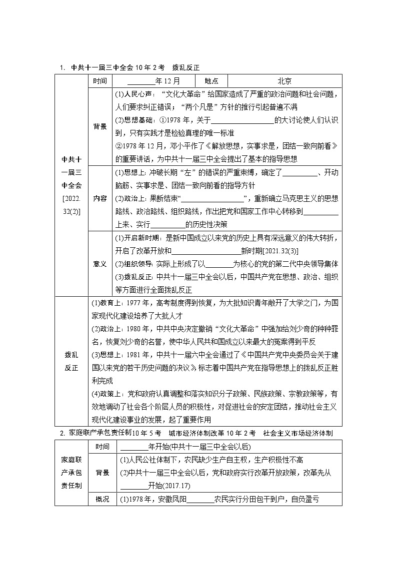 2024年广东省中考 历史总复习 专题训练学案18　中国特色社会主义道路（含答案）第2页