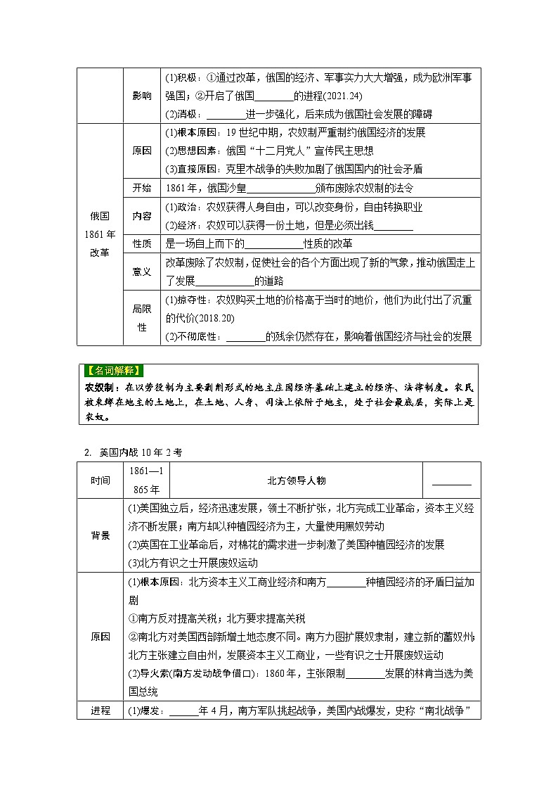 2024年广东省中考 历史总复习 专题训练学案27　殖民地人民的反抗与资本主义制度的扩展（含答案）第3页